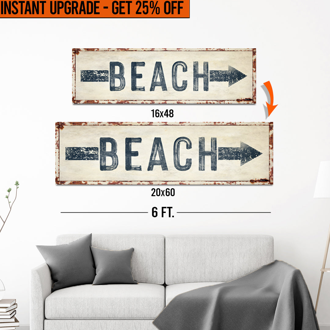 16x48 inçlik 'Beach Arrow' (Stil 3) Tuvalinizi 20x60 İnçe Yükseltin
